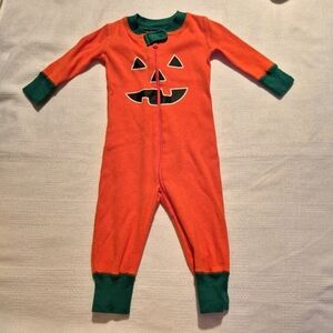 Hanna Andersson size 3-6 months or 60 orange pumpkin footless sleeper, EUC